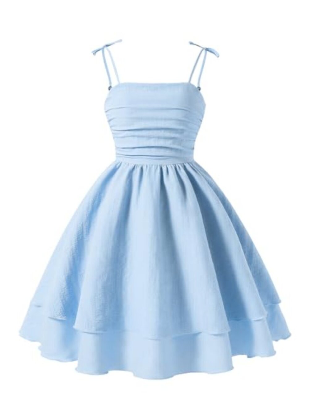 Tween Girls Summer Dress Spaghetti Strap Smocked A-Line Ruffle Hem